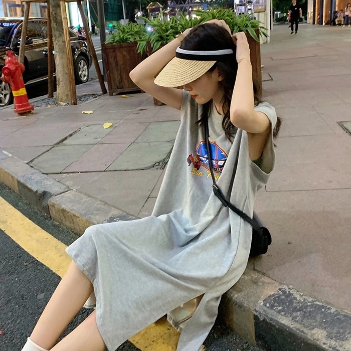ワンピースtシャツワンピースロング韓国ファッションレディース人気夏服半袖人気