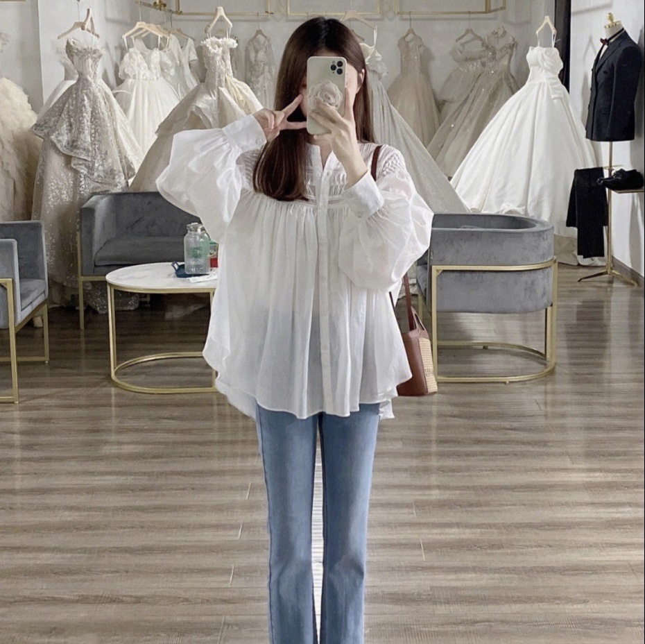 トップス レディース シャツ ブラウス カットソー チュニック 個性的 春服 夏服 秋服 丈長 袖あり 長袖 ドルマンスリーブ パフスリーブ バルーン袖 ぽわん袖 二の腕カバー ヘンリーネッ