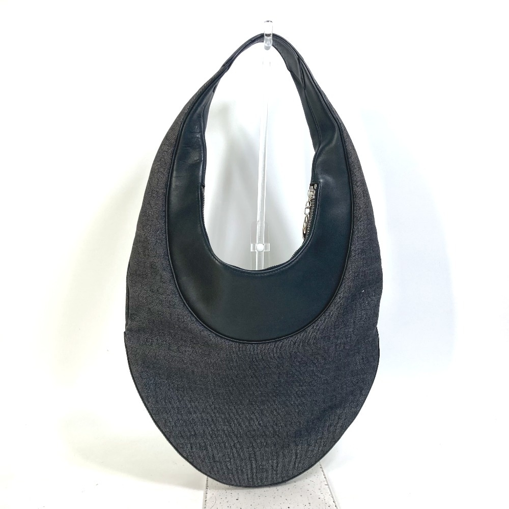ショルダーバッグ 型番不明 ロゴマニア アスコット 肩掛け デニム カバン キャンバス/レザー ブラック