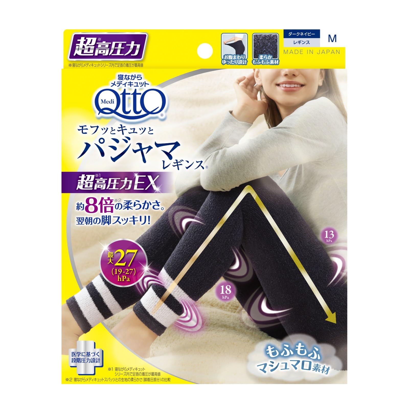 メディキュット 着圧 パジャマ レギンス モフっとキュッと パジャマレギンス ルームウェア EX 高圧力タイプ ダークネイビー M