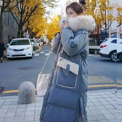 WW053綿の服の女性の厚手の暖かい服の女性の大きい毛の襟のコートの女性をプラスします