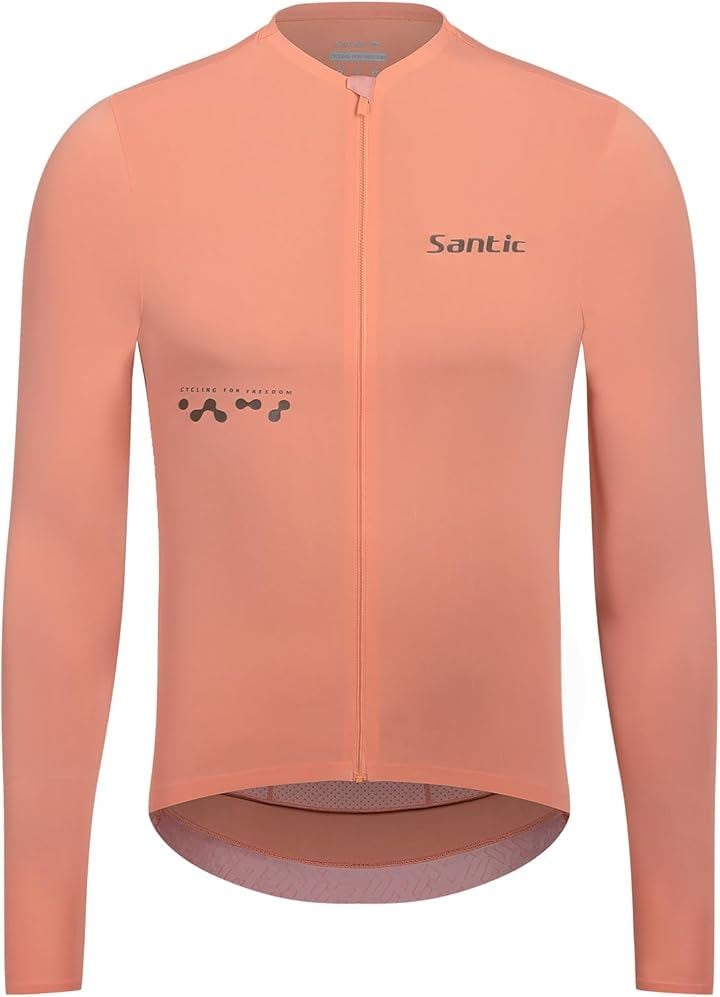 サイクルジャージ メンズ 長袖 春夏 ロードバイク サイクリングウェア 自転車 UVカット 吸汗速乾 軽量 男女兼用(ピンク, M)