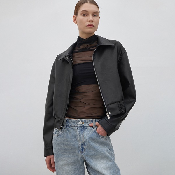 (JK-2922)DAY CROPPED LEATHER JACKET