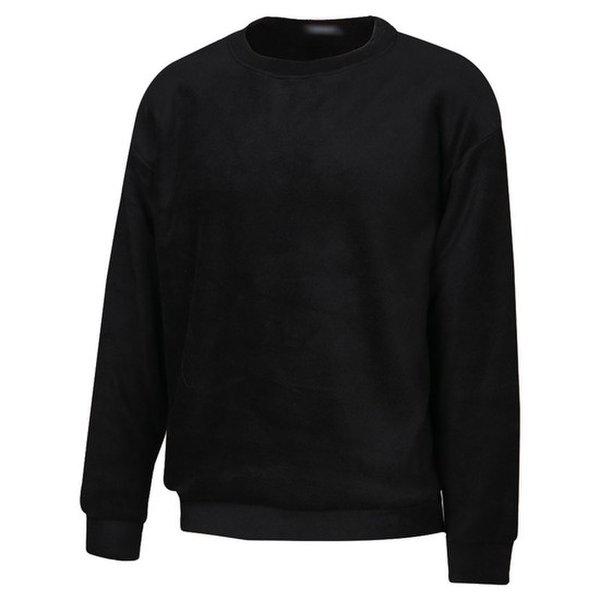 メンズベーシックラウンド長袖フリースTシャツ NE-TSA-Q010-ブラック