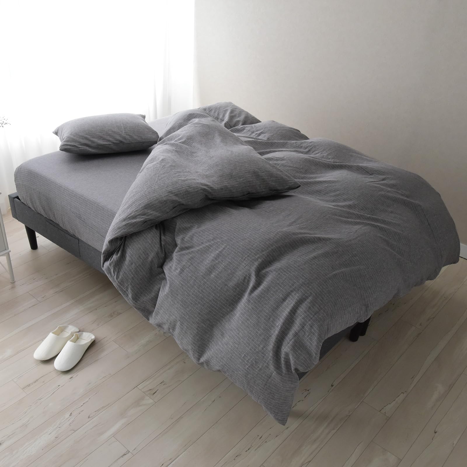 日本製 リネン & コットン 掛け布団カバー セミダブル 麻 綿 布団カバー ストライプ 人気 スナップボタン 北欧 シーツ 掛けカバー 掛けふとんカバー 抗菌 防臭 消臭 レイユールブレンド (ペ