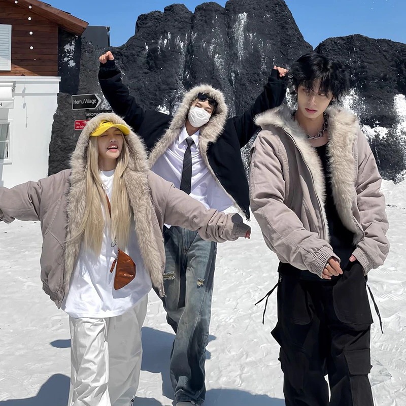 コートアウター 毛皮付き襟 カップルコーデ 暖か 裏地厚手 綿服 冬綿コート