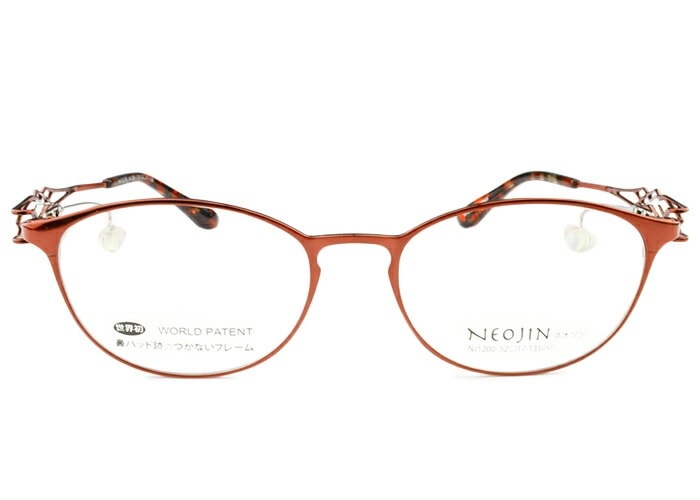 ネオジン NEOJIN nj1200 c.10 レッド 鼻パッドなし メガネ サイドパッド ノーズパッドなし めがね 眼鏡 レディース ボストン
