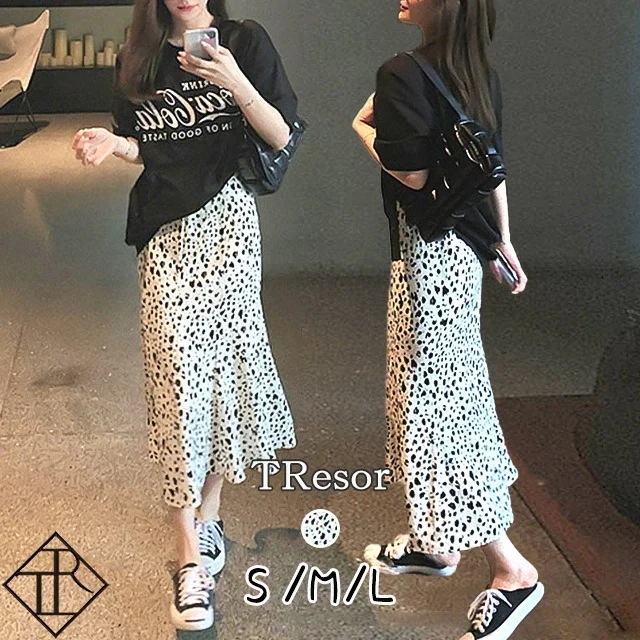 スカート レディース ロング ボトム 大きいサイズ ミモレ マキシ 大人 スカート マーメイドスカート レオパート柄 ヒョウ柄 ドット フレア フリル ハイウエスト デート お出かけ キレイ