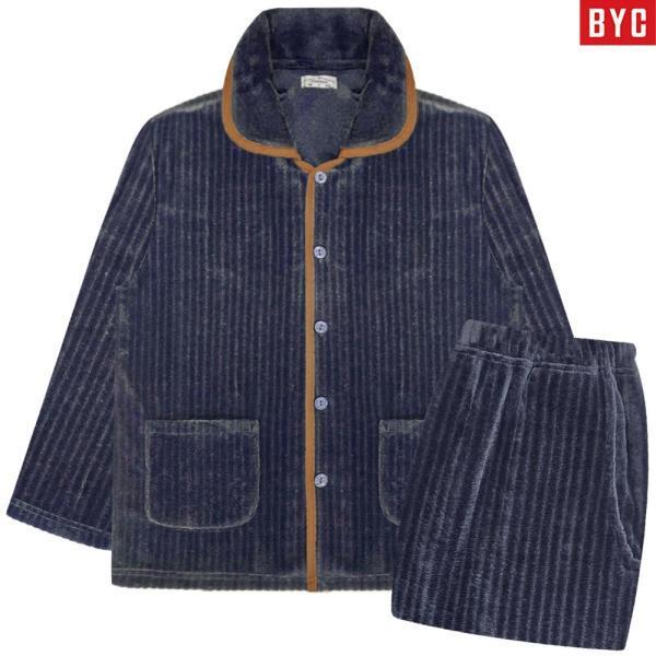 メンズミンク極細糸冬パジャマ上下セットE10G41