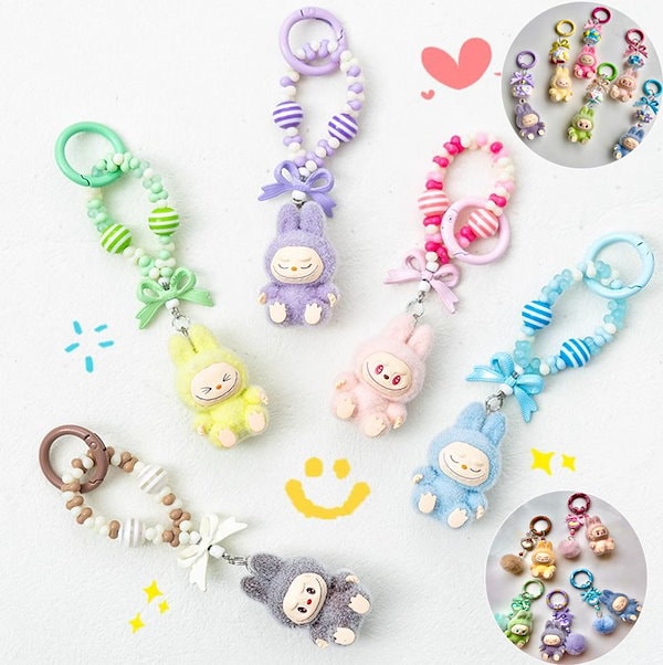 LABUBU【韓国限定】キーホルダー 楽天市場】labubu キーホルダー ぬいぐるみ 服 15cm 座る ラブブ