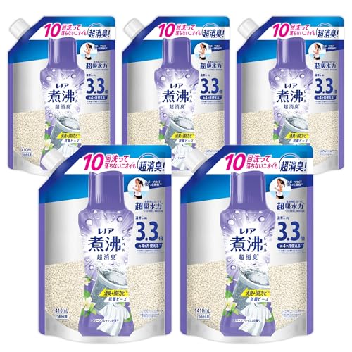 レノア 煮沸レベル消臭 抗菌ビーズ 消臭+防カビ クリーンフレッシュ 詰め替え 1410mL×5袋 [大容量] [ケース品] 柔軟剤と一緒に使っ