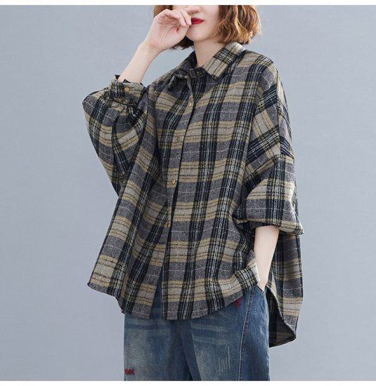 シャツ レディース 長袖 ロングシャツ 大きいサイズ チェックシャツ チェック柄シャツ オーバーサイズ かわいい おしゃれ お出かけ デート デイリー ママコーデ シンプル トップス 高見え 高級感 5,282円