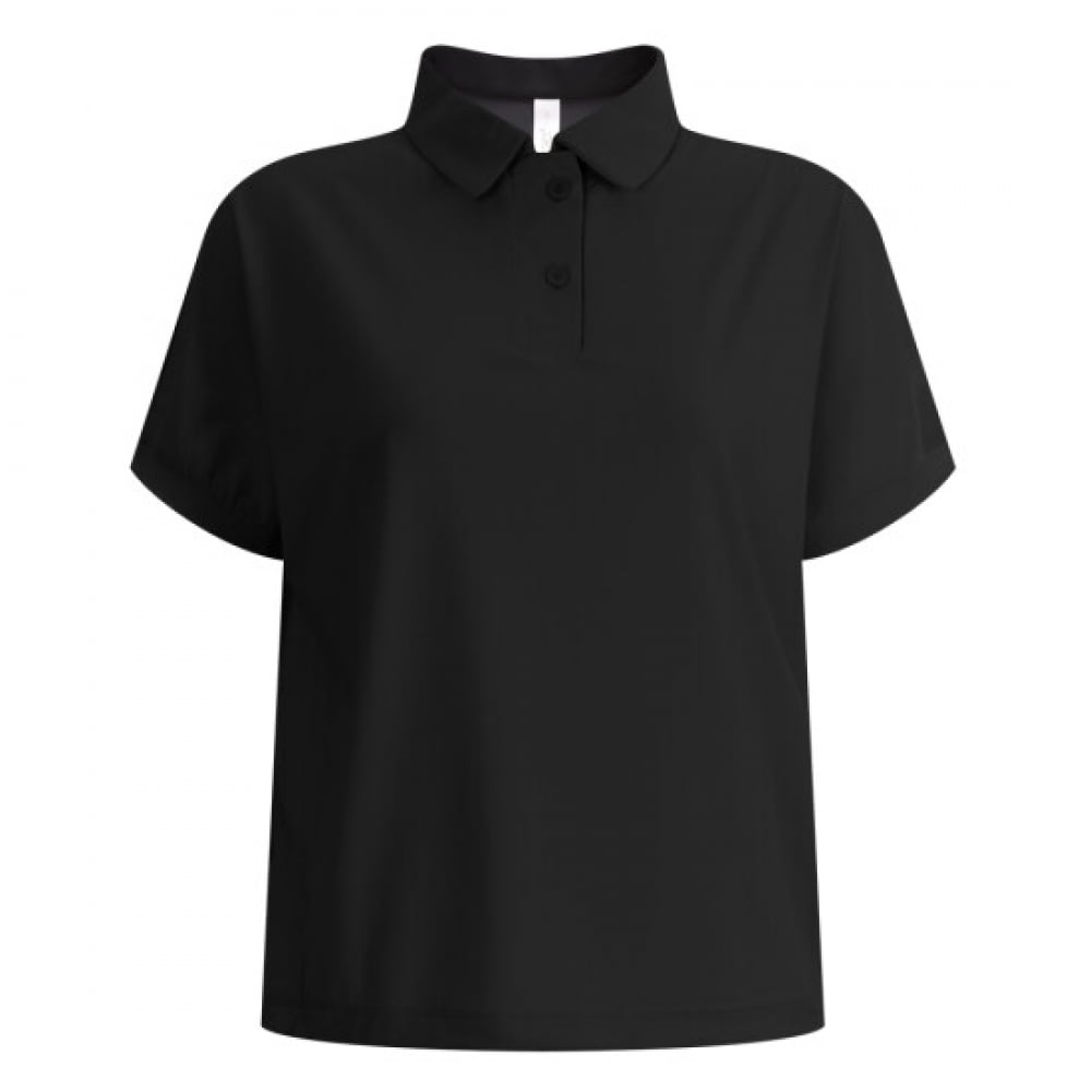 ショップアン レディース カラー ネック ゴルフ ボトム ストリング 半袖 Tシャツ ブラック LB-WSH-419