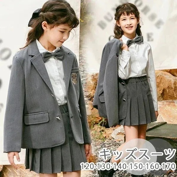 入学式 卒業式 制服 ジャケット 女の子 スーツ セット 小学生 中学生 高校生 JK ジュニア 中学 受験 大きいサイズ ゆったりサイズ 韓国風 リボン 卒服 入園祝い ギフト 卒園式 七五三 お受