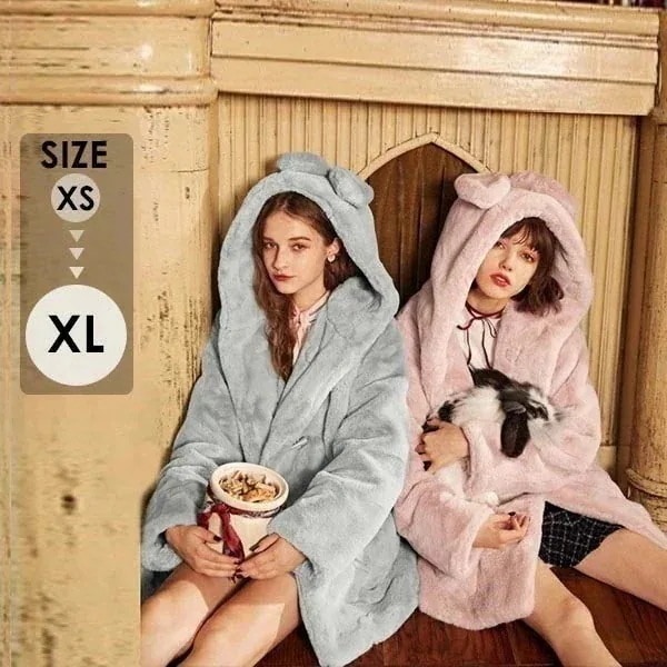 ジャケット ふわふわ もこもこ ウサギ耳 パーカー うさぎ帽子 うさみみパーカー 黒 ss s m l xl 暖かい かわいい.