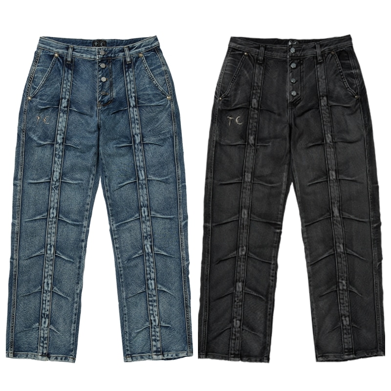 THUG CLUBサグクラブLine Gob Denim Pants Line GOB Denim Pants (PT3201-BLUE)