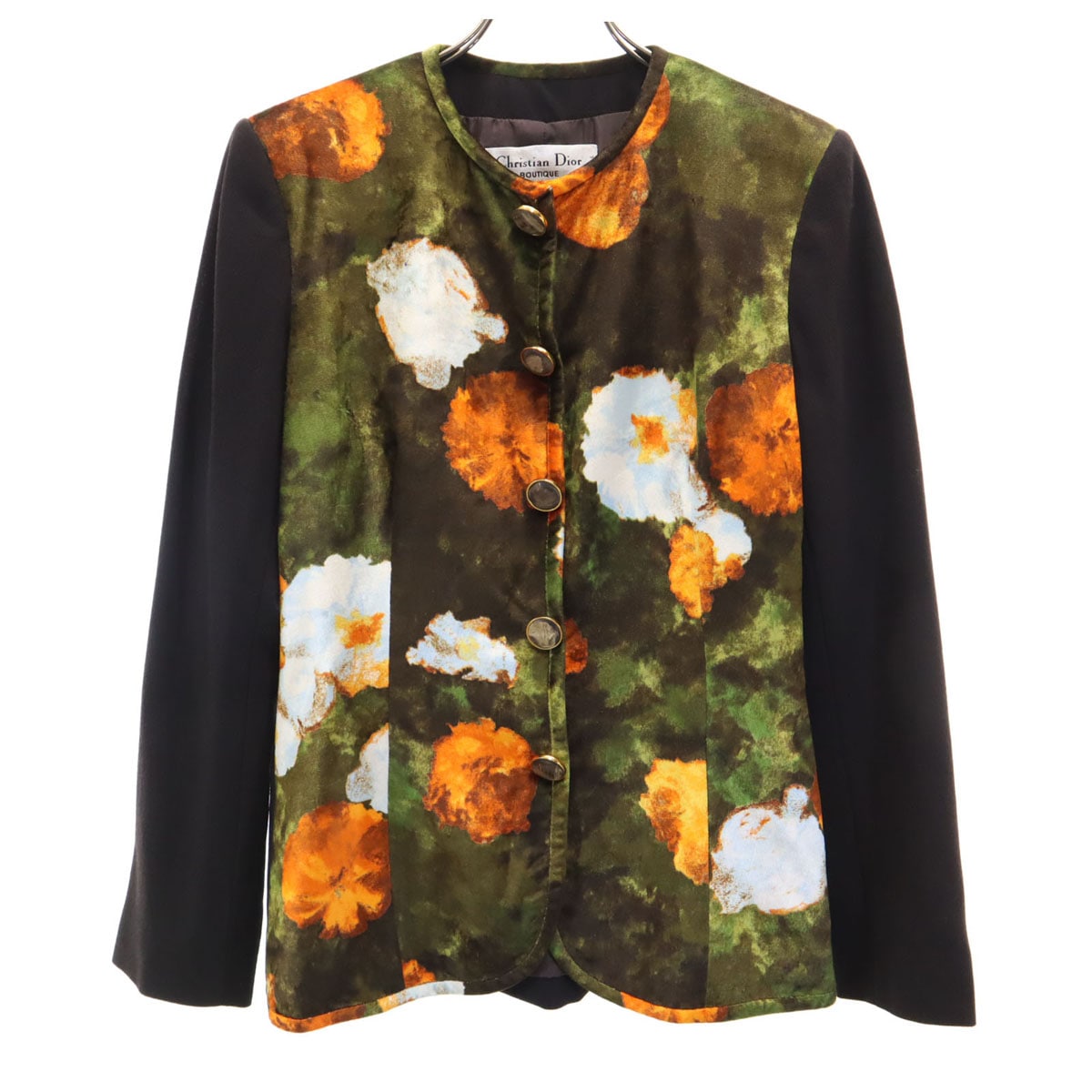 Christian Dior クリスチャンディオール 90s オールド ノーカラージャケット 38 ブラウン系 BOUTIQUE レディース 古着