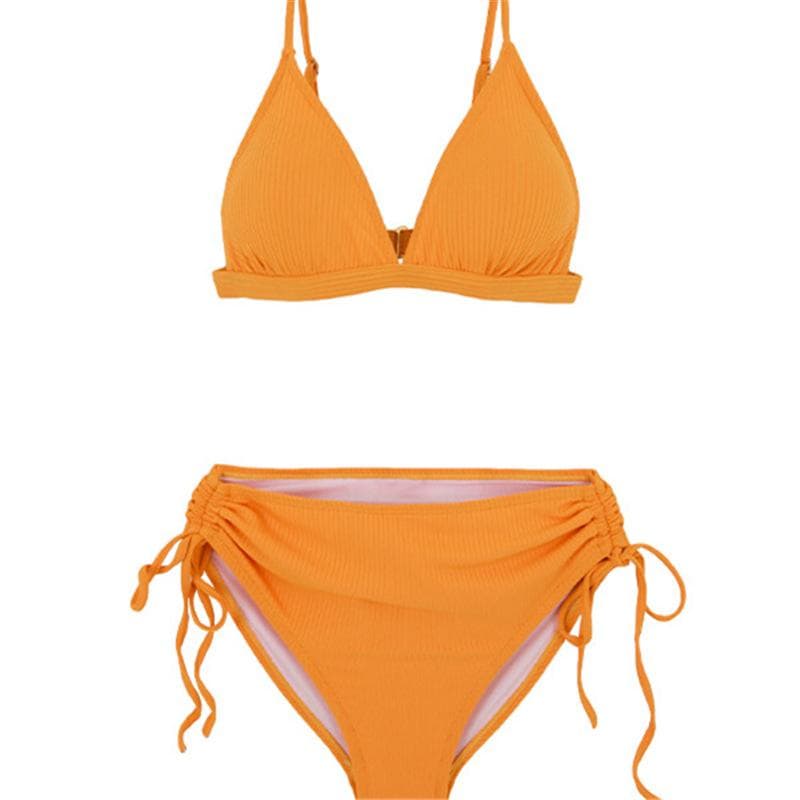 ビキニ レディース水着 胸パッド無し ワイヤー有り ハイウエスト 海 プール リゾート 旅行 レジャー シンプル セクシー オレンジ 無地 13,443円