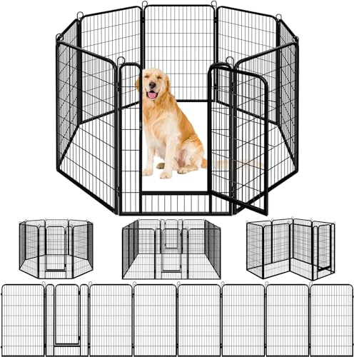 Dinah Alsop ペットフェンス 中大型犬用 ペットケージ パネル8枚 ペットサークル 四角
