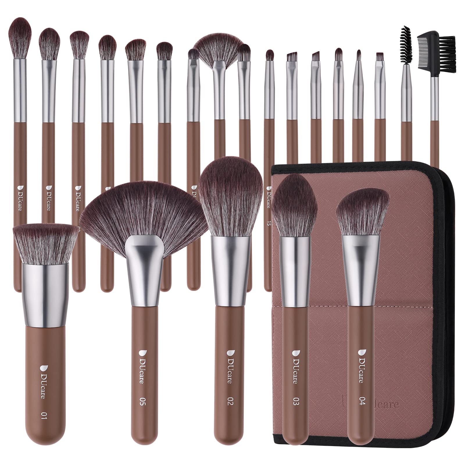 DUcare ドゥケア メイクブラシ 22本 化粧ポーチ付き 高級化粧ブラシ 化粧筆 メイクアップブラシ メイク道具 ファンデーションブラシ パウダーブラシ アイシャドウブラシ チークブラシ フェイス