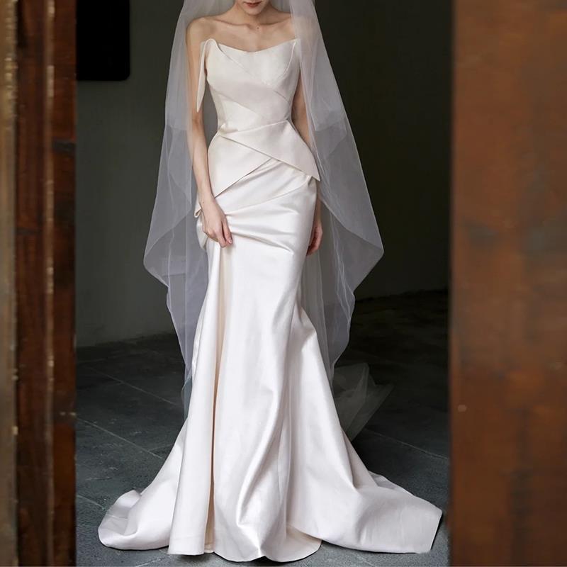 2024 新作 高級感 気質 ワンピース 結婚式 ドレス 花嫁ロングドレス 結婚式ワンピース 韓国ファッション パーティードレス ウェディングドレス 白98