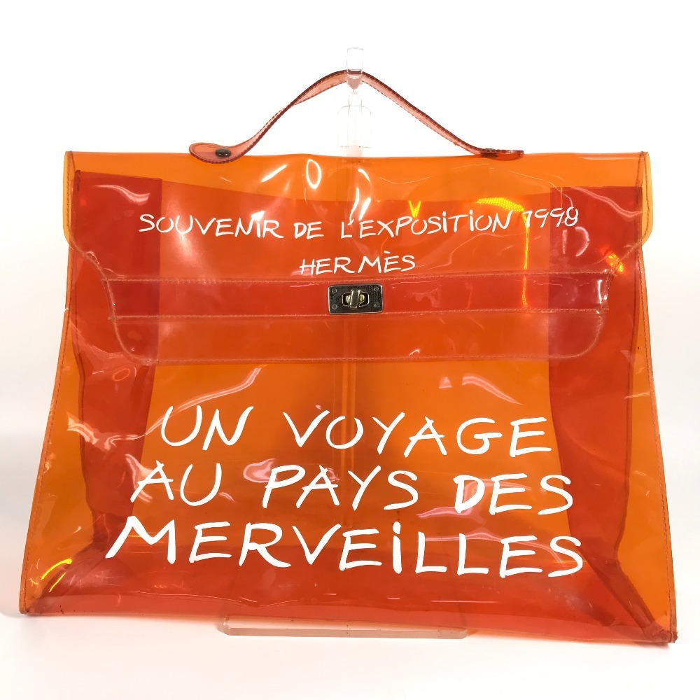 ハンドバッグ ビニールケリー カバン トートバッグ ビニール オレンジ