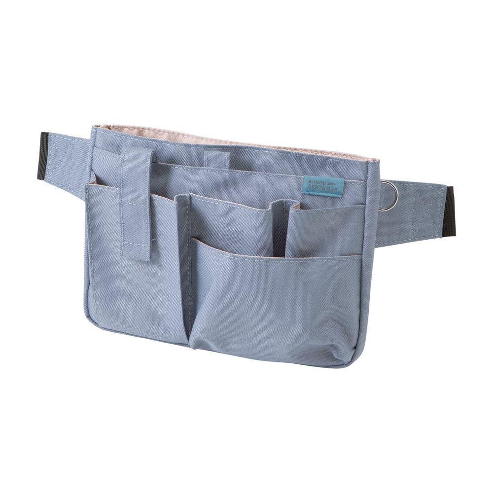 （まとめ買い）文具エプロンバッグ 大容量スリムタイプ ブルー BE021BL [x3]
