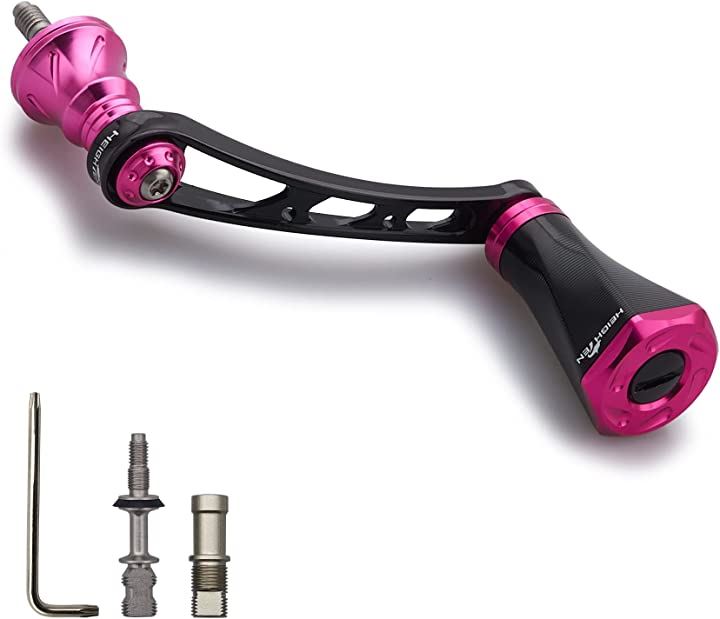 56mm リール ハンドル 23mmノブ搭載 シマノ SHIMANO ダイワ DAIWA 通用 スピニングリール Tornado 412( ブラック/ピンク(ノブ)&ブラック(ハンドル)
