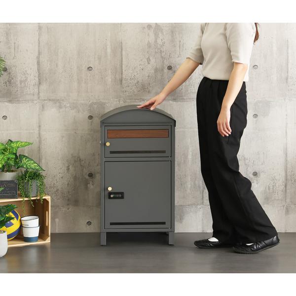 宅配ボックス 置き配 鍵 宅配ポスト おしゃれ 北欧モダン レトロ 大容量 ダイヤル ダイヤルロック 屋外対応 2段 完成品