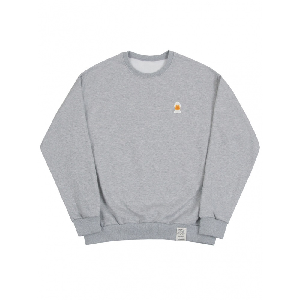 GRAVER ダックフェイス刺繍スマイルマンツーマングレー