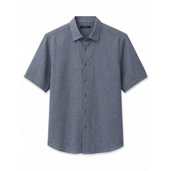 メンズ夏半袖イージーケア しわになりにくい LINEN リネン混紡 カジュアルシャツ フォーマルワイシャツ 3色 択1_JK