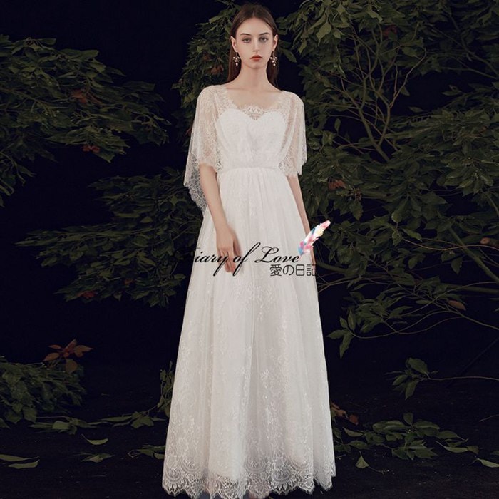 ボレロ付Aラインドレス ウエディングドレス花嫁ドレス 二次会ドレス 花嫁 ドレス マタニティドレス 海外ウエディングOK 二次会結婚式披露宴 レース刺繍 ウェディングドレス Vネック マタニティドレス