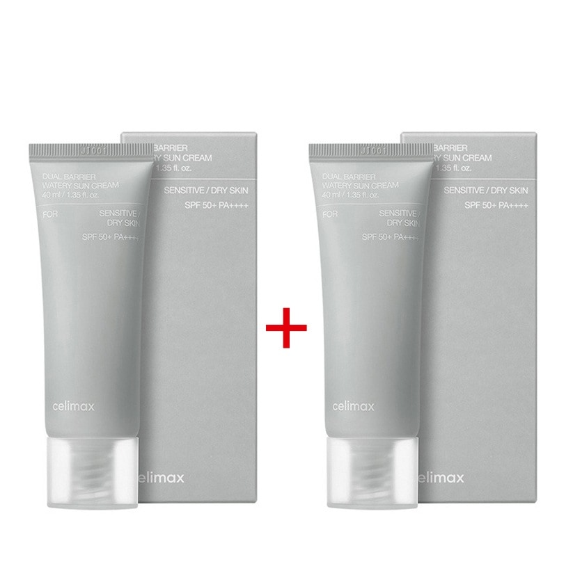 デュアルバリア ウォータリー 日焼け止め SPF50+ PA++++, 40ml*2ea (自然由来セラミド配合/無地日焼け止め/敏感肌用/ハーブの香り/マイルド日焼け止め/ デイリ