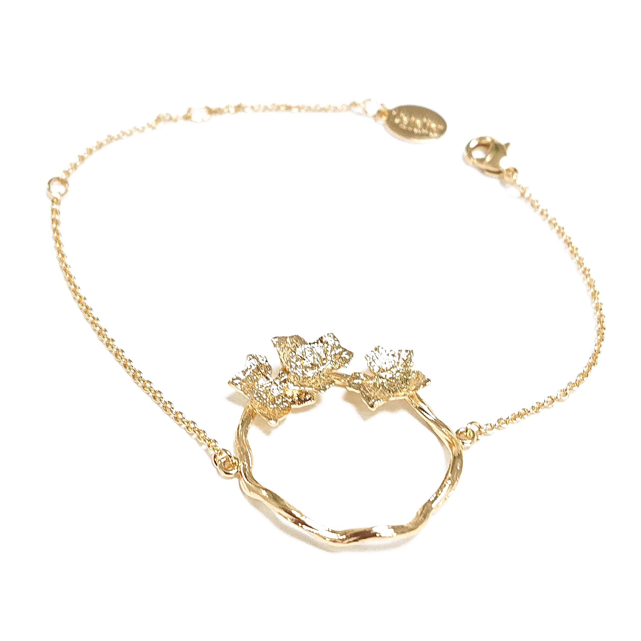 葉っぱモチーフ ゴールドブレスレット アレルギーフリー