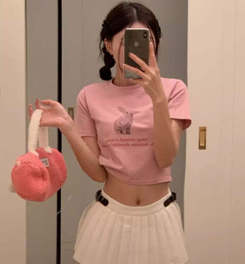 トップス デート モテアイテム カットソー 半袖 Tシャツ うさぎ コットン 大人可愛い きれいめ 上品 おしゃれ かっこいい 大人可愛い ラブリー キュート ガーリー クール モード系 セクシー