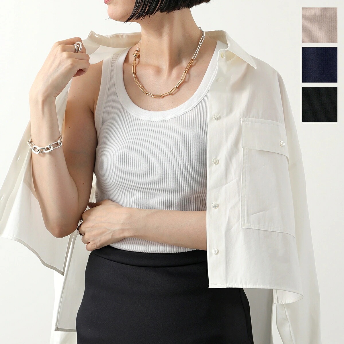 Oscalito オスカリート タンクトップ 7166 レディース リブニット ノースリーブ Uネック コットン カラー4色 8,344円