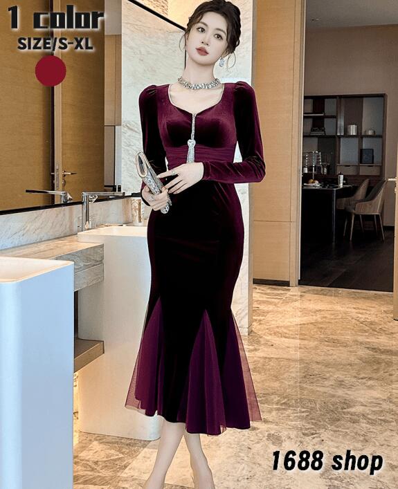 季節限定2025 タイトワンピース 姫系ワンピース　シンプル　ワンピース インポート ひざ丈 ミドル丈 エレガント　韓国ファッション シンプル Vネック パーティドレス 長袖　お嬢様 セクシー ミニワ