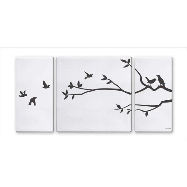 アート キャンバスアート 3枚セット 北欧 アートパネル 大型 100×50cm 壁掛け キャンバス 花 鳥 蝶 ナチュラル インテリア Tree&Bird2 1000x500mm