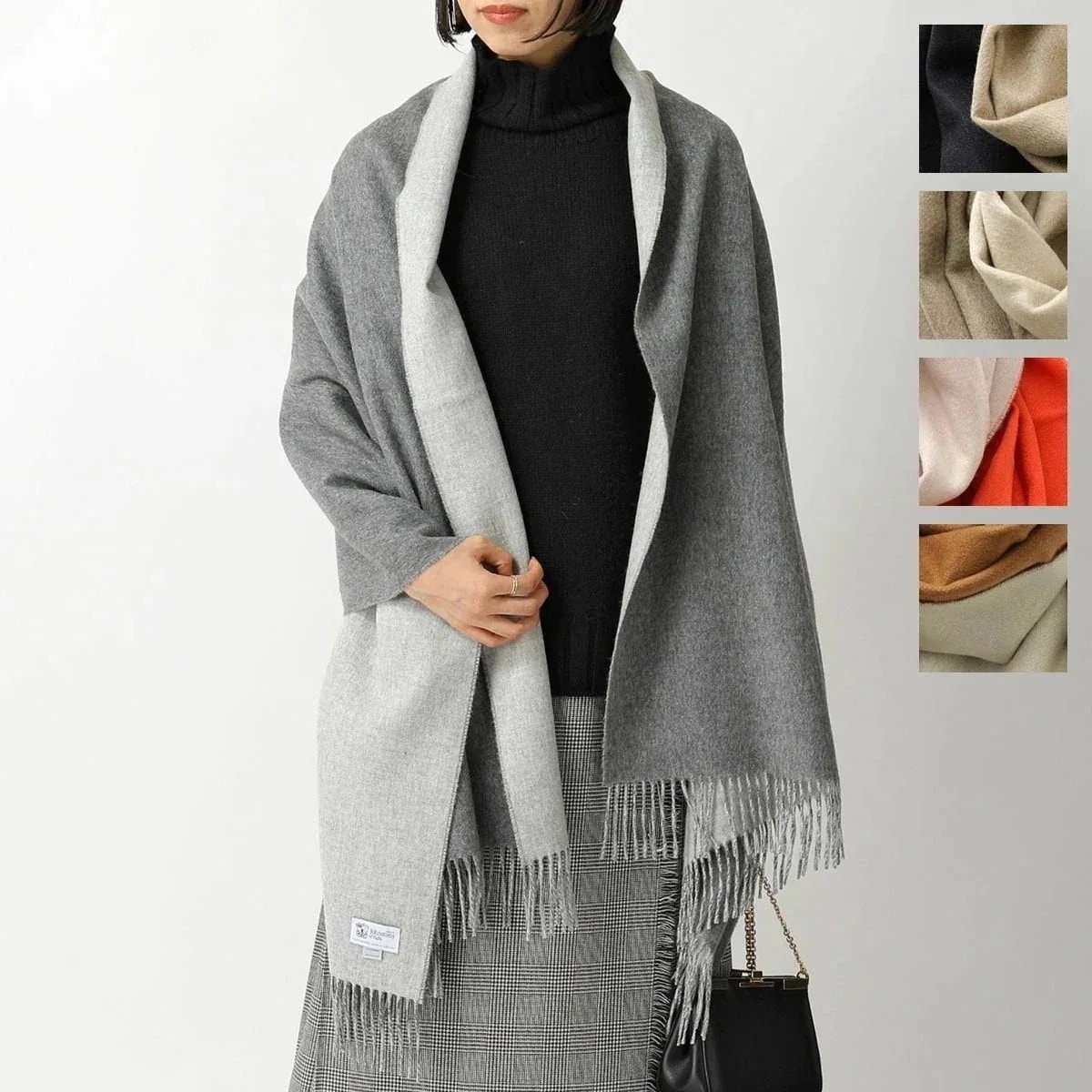 JOHNSTONS OF ELGIN ジョンストンズ マフラー カラー5色 レディース WA585 リバーシブル カシミヤ 大判 ストール 無地 wa00058