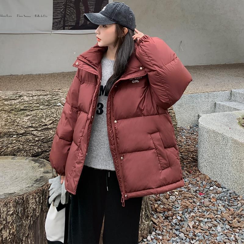 バーガンディ ダウンジャケット レディース 2023 冬 韓国風 Sサイズ 90 ホワイトダックダウン 厚手パンジャケット
