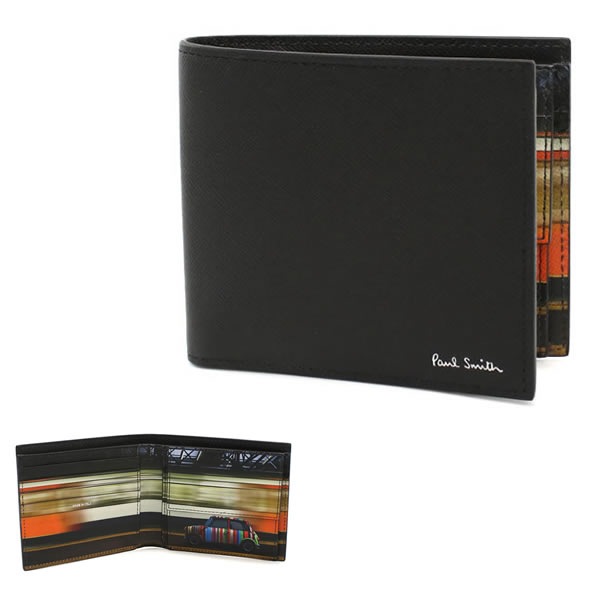 二つ折り財布 折り畳み M1A4833 PMINUN 二折財布小銭入付き BLACK レザー