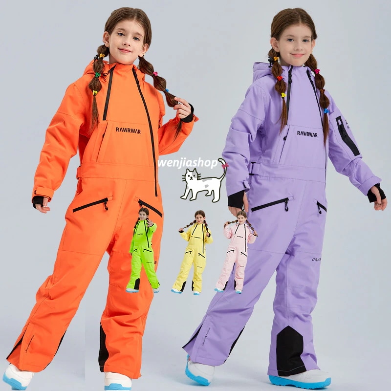 スノーボードウェアキッズつなぎワンピース上下セットオールインワンセットアップパンツスノボウェアスキーウェア女の子男の子男女兼用子子どもウェア韓国風防風防水防寒