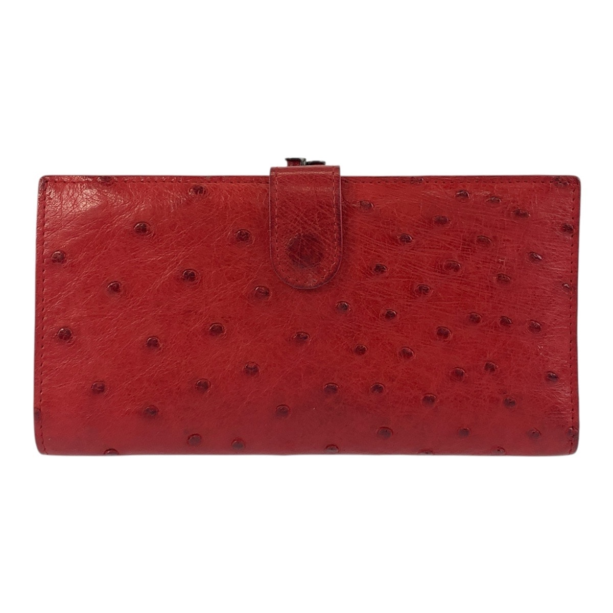 美品 レッド オーストリッチ V5020 長財布 ロングウォレット レディース 504457