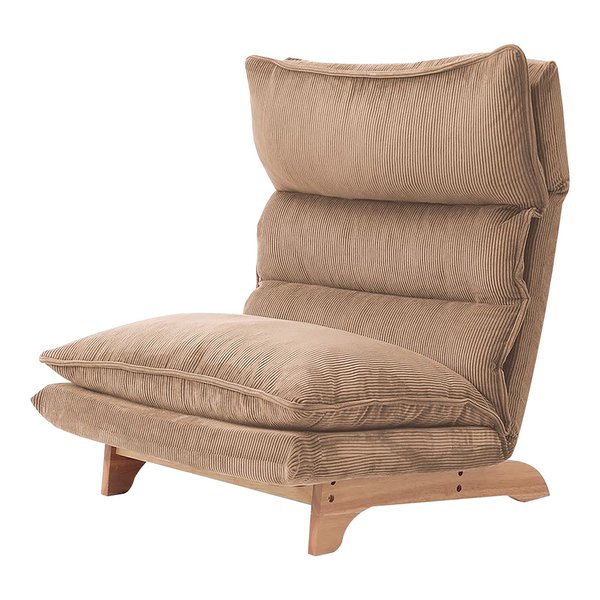 脚付きリクライニングローソファ オットマンセット コーデュロイベージュ