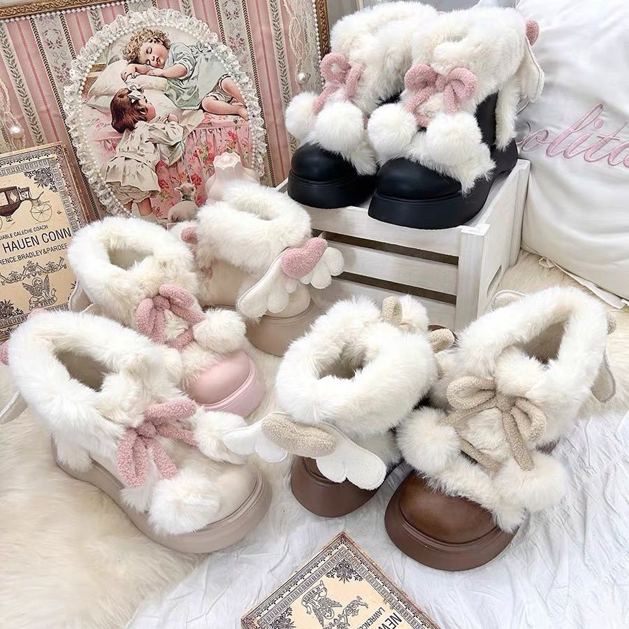 ロリータシューズ スーノーブーツ 冬ロリータ靴ロリータ厚化粧恋人新しいパッド入り暖かい綿の靴かわいい雪のブーツ女性の靴 16,846円