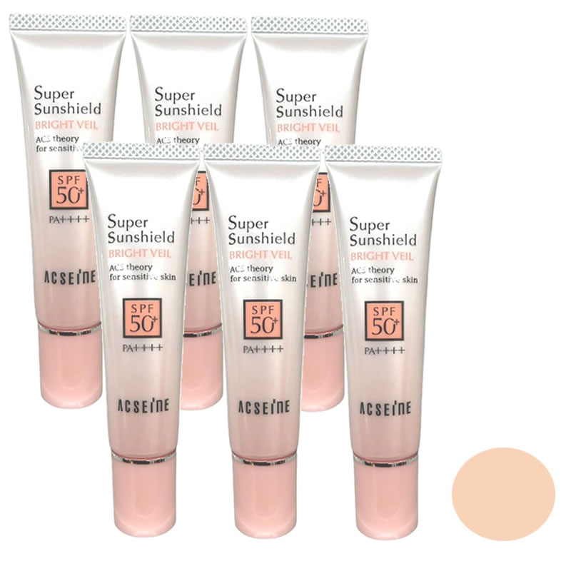 アクセーヌ スーパーサンシールド ブライトヴェール 01 ピンクベージュ SPF50+PA++++ 22g 6個セット