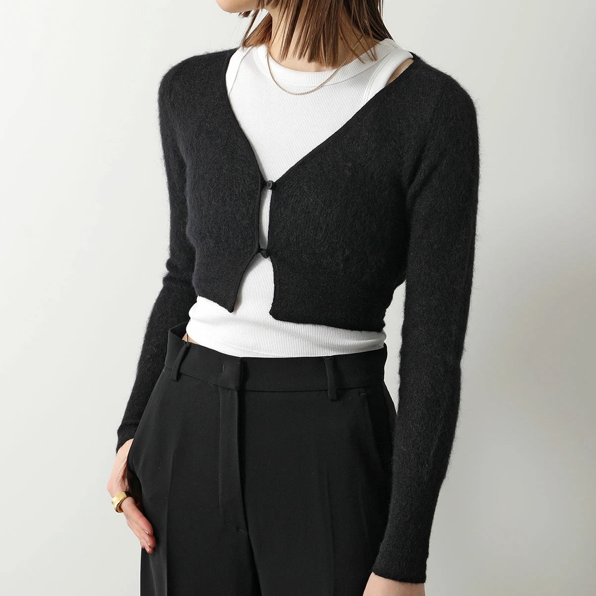 JACQUEMUS ジャックムス カーディガン Le cardigan Alzou 241KN203 2356 レディース モヘア ウール クロップド Vネック 990/BLACK