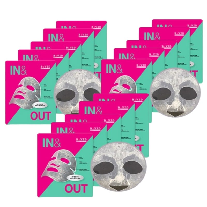 【ピンク特*価・オリーブヤング人気】 バイ:ビッド イン＆アウト フェイシャルマスク 25g×15枚セット乾燥による肌荒れを集中ケア！敏感な肌も優しく整え潤いを与える
