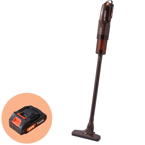 ファミリー・ライフ ファミラ 充電式コードレスハイパワークリーナー 6点セット+予備バッテリー ブラウン(0423120) メーカー直送