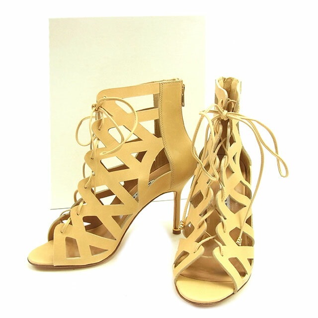 サンダル #37 1/2 編み上げ ベージュ 中古